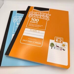 Amazon Basics Kids Primary Journal K-2 Blue Orange Handwriting Notebook 2pk